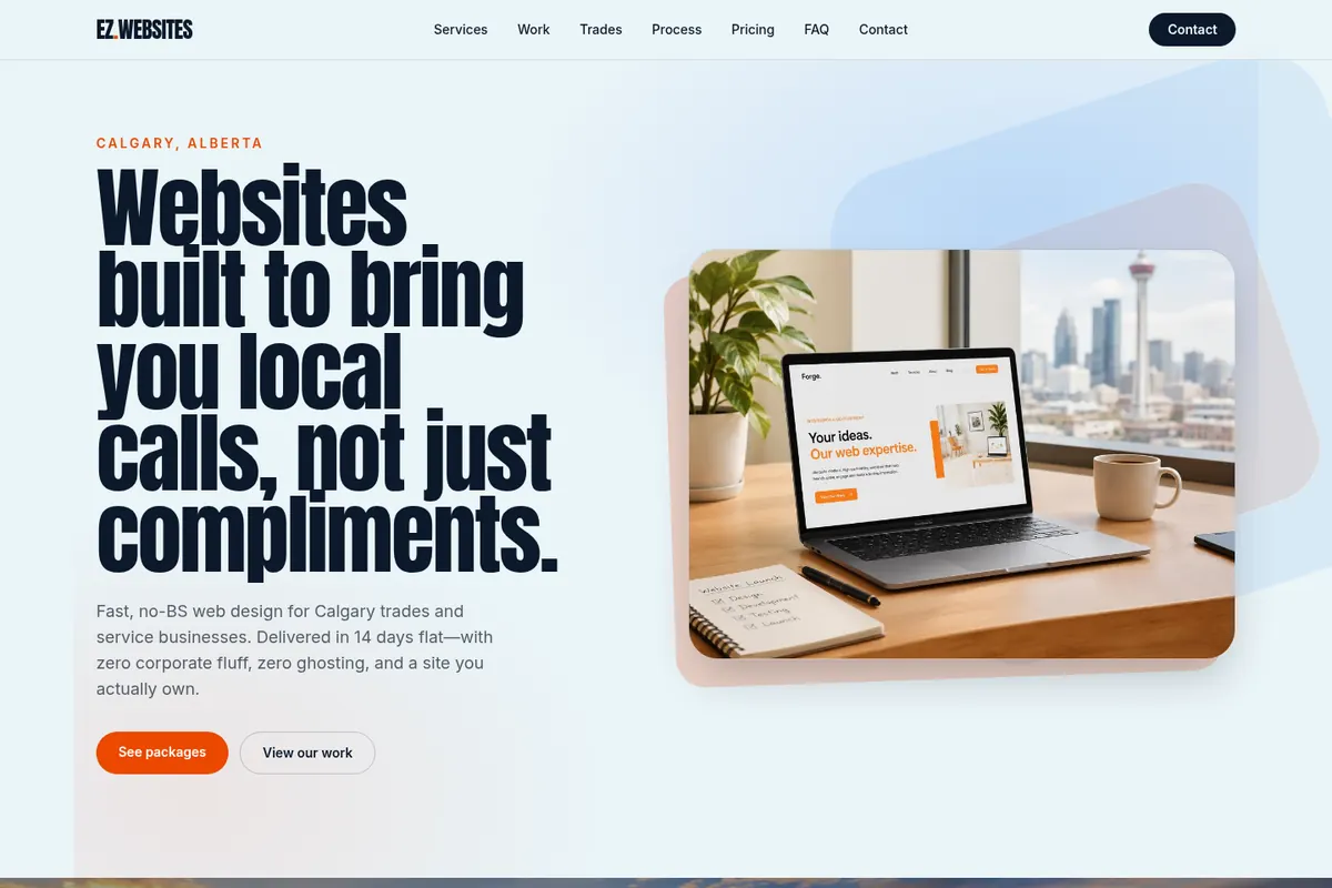 EZ Websites website homepage (ezwebsites.ca)