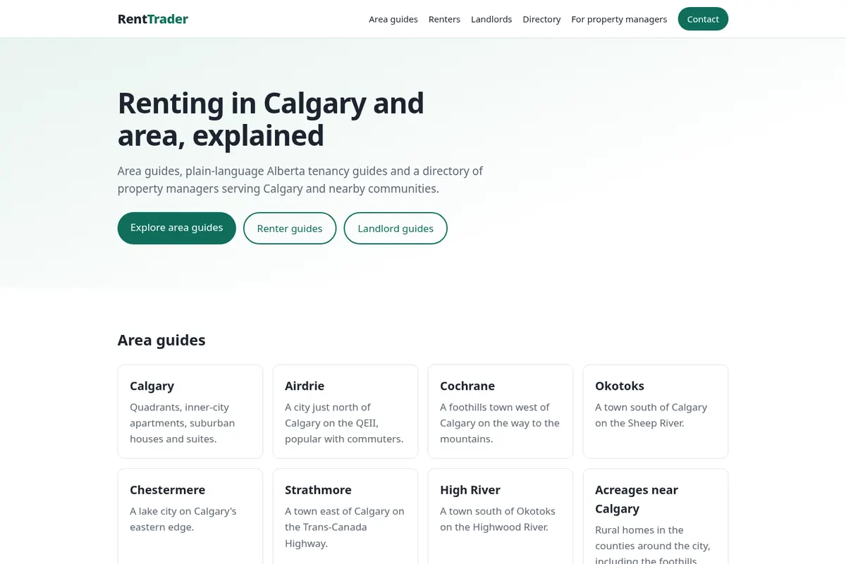 RentTrader website homepage (renttrader.ca)